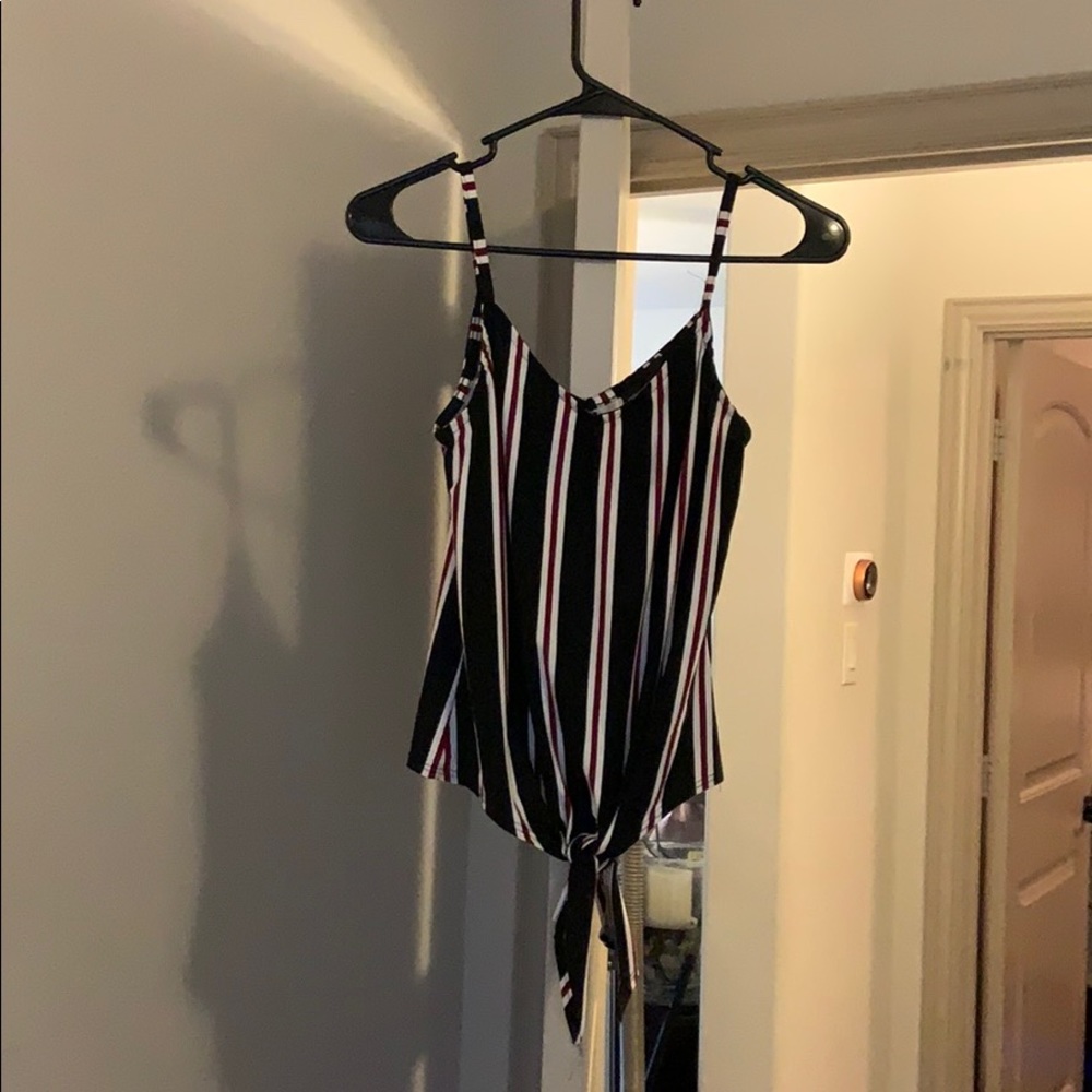 Stripped tie crop top